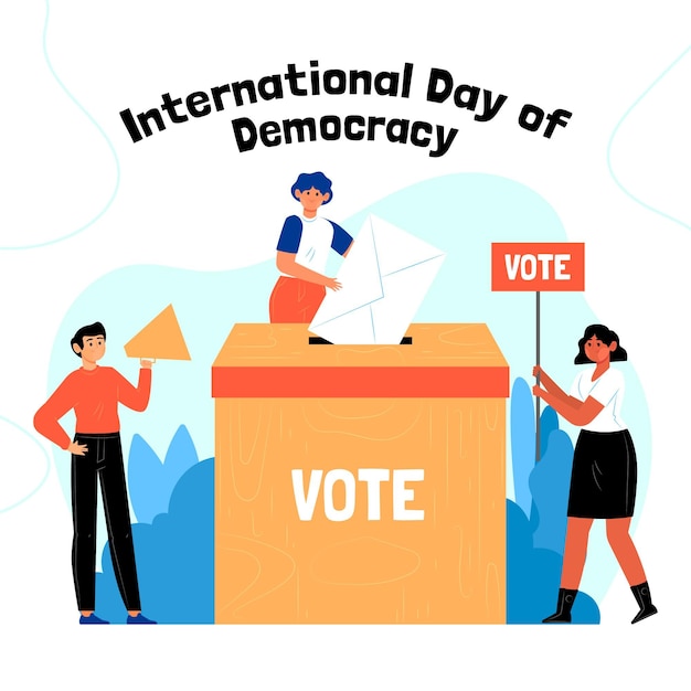 Vector gratuito fondo del día internacional de la democracia con personas votando