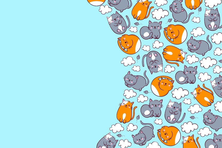 Vector gratuito fondo del día internacional del gato dibujado a mano