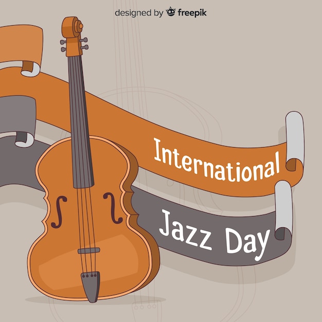 Vector gratuito fondo del día internacional del jazz dibujado a mano