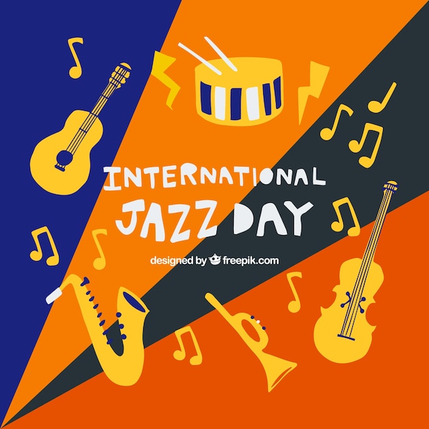 Vector gratuito fondo del día internacional del jazz en diseño plano