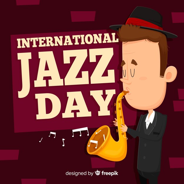 Fondo del día internacional del jazz en diseño plano