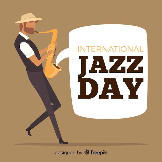 Vector gratuito fondo del día internacional del jazz en diseño plano