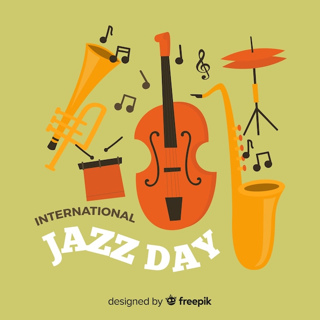 Vector gratuito fondo del día internacional del jazz en diseño plano