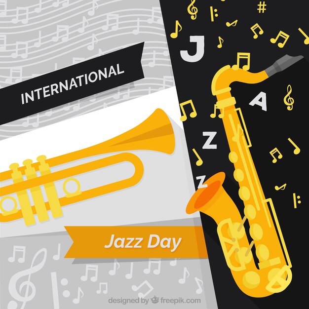 Fondo del día internacional del jazz con instrumentos musicales 