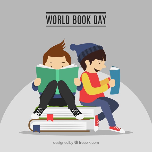 Fondo para el día internacional del libro con niños leyendo