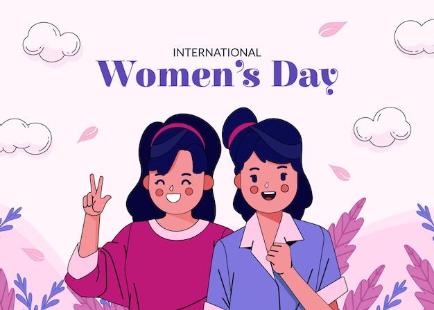 Fondo del día internacional de la mujer dibujado a mano