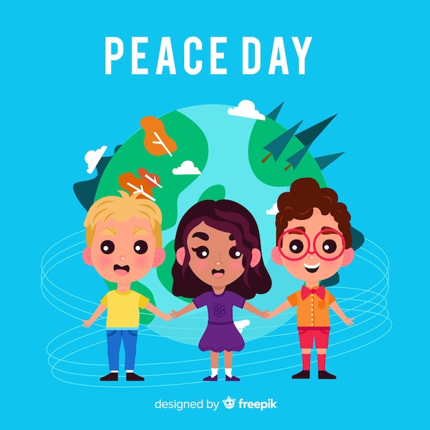 Vector gratuito fondo del día internacional de la paz con niños