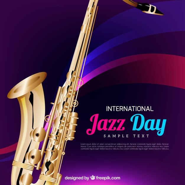 Fondo del día de jazz con saxofón realista 