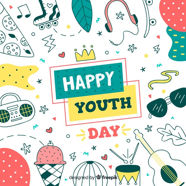 Fondo del día de la juventud dibujado a mano