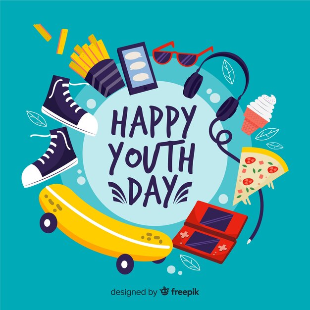 Fondo del día de la juventud dibujado a mano