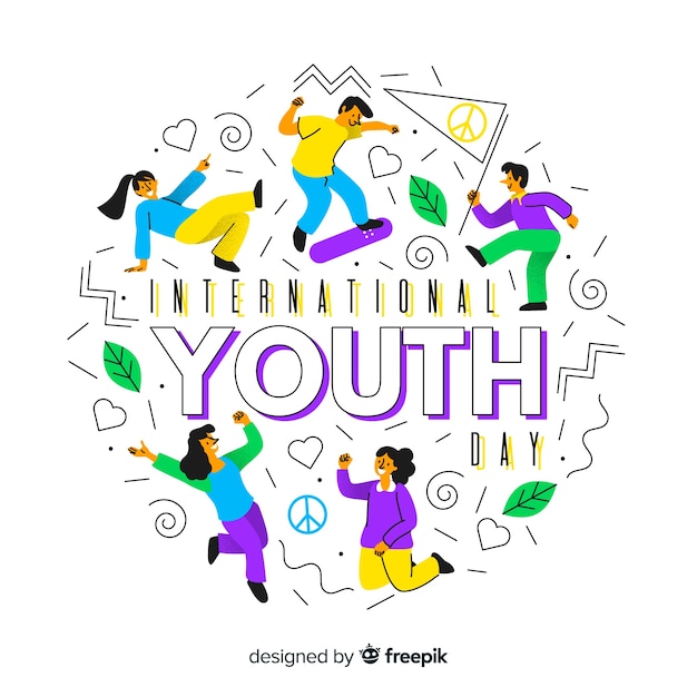 Fondo del día de la juventud en diseño plano