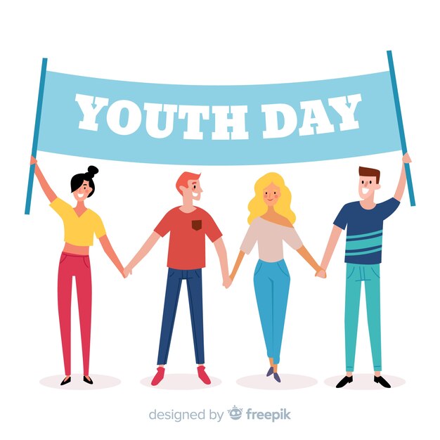 Fondo del día de la juventud en diseño plano