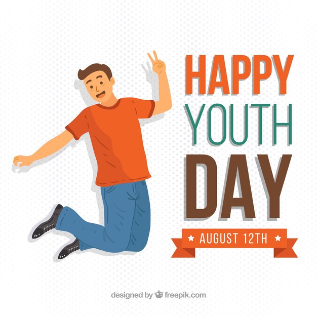 Fondo del día de la juventud con hombre saltando