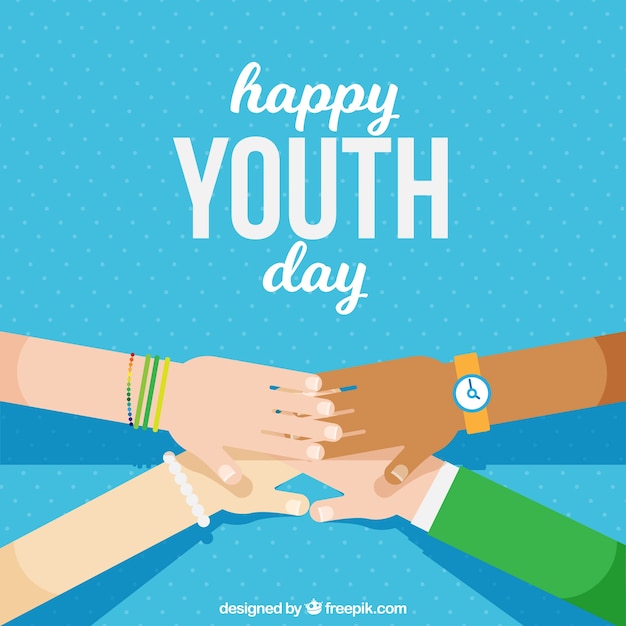 Fondo del día de la juventud con manos unidas