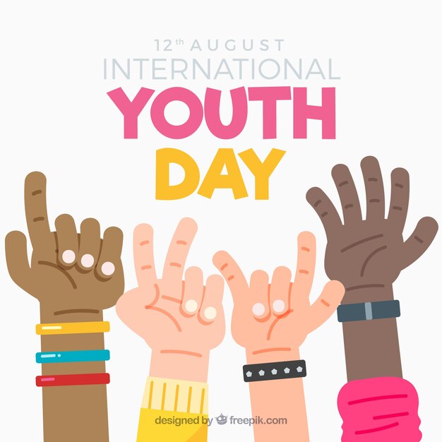 Fondo de día de la juventud con manos