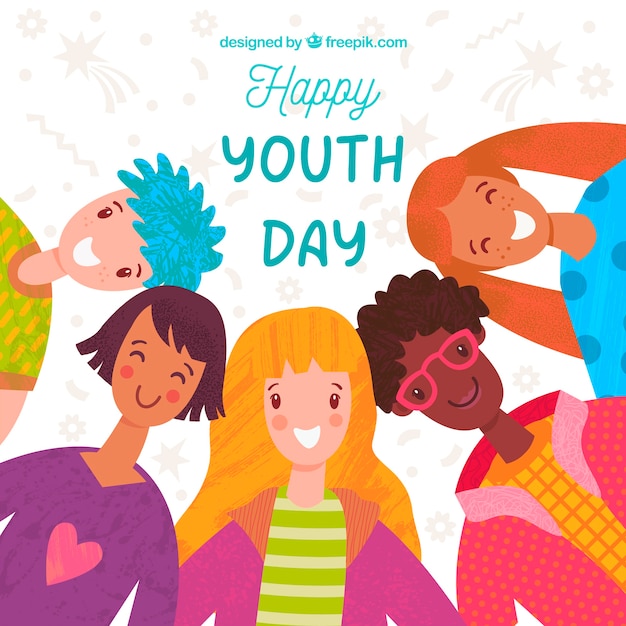 Fondo de día de la juventud con personas felices