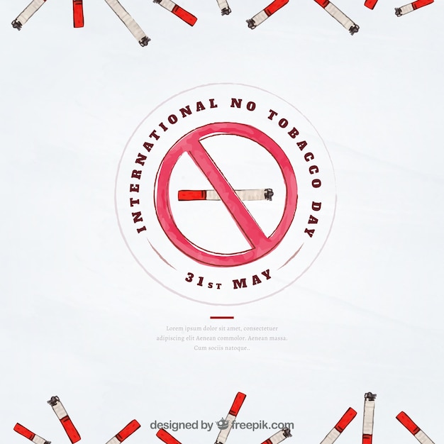 Fondo del día libre de tabaco con cigarrillos de acuarela vector gratuito