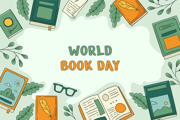 Fondo del día del libro dibujado a mano