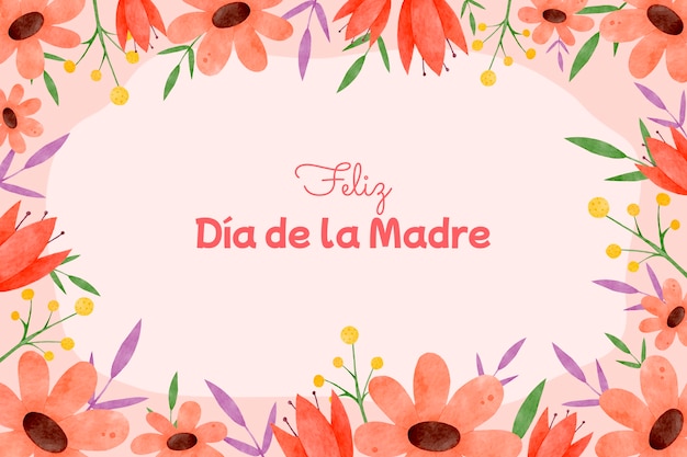 Fondo del día de la madre en acuarela en español