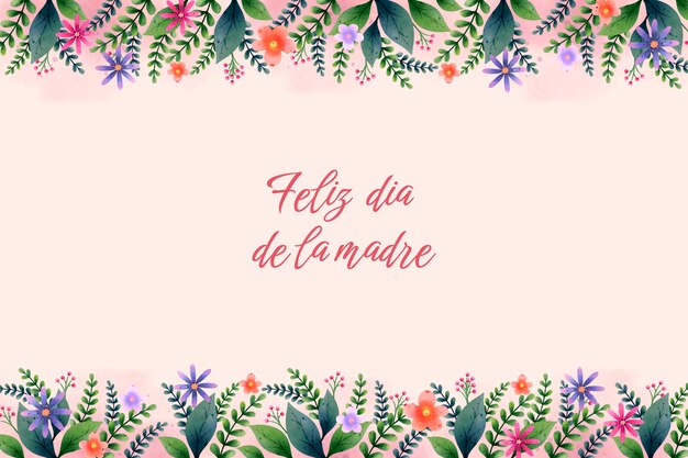 Fondo del día de la madre en acuarela en español