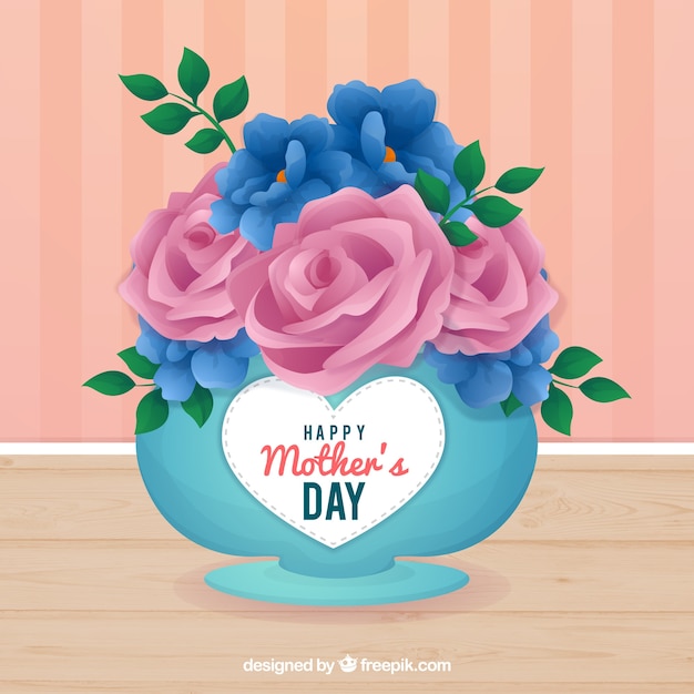 Vector gratuito fondo del día de la madre con florero