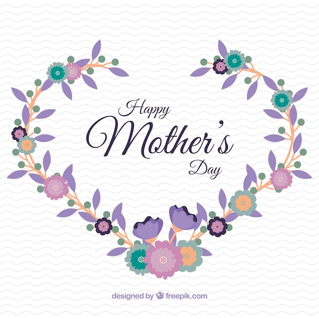 Fondo del día de la madre con líneas onduladas y decoración floral