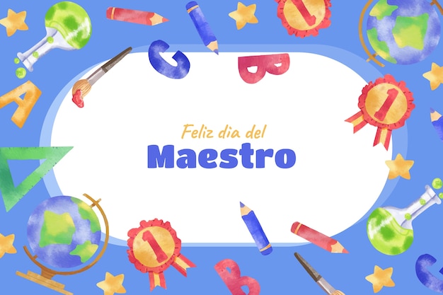 Vector gratuito fondo del día del maestro en acuarela en español