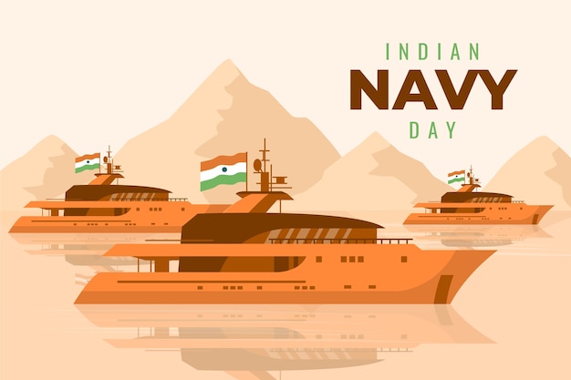 Vector gratuito fondo del día de la marina india plana dibujada a mano