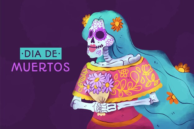 Fondo del día de muertos en acuarela