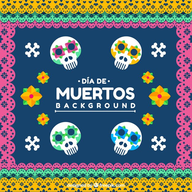 Fondo del día de los muertos con calaveras mexicanas 