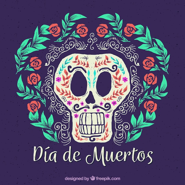 Vector gratuito fondo de día de muertos con decoración floral