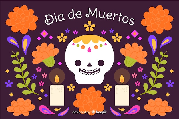 Vector gratuito fondo de día de muertos dibujado a mano