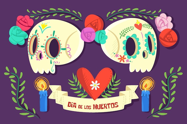 Fondo dia de muertos dibujado a mano