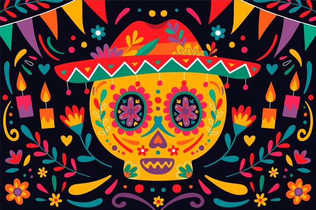 Fondo dia de muertos dibujado a mano