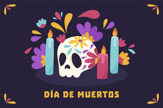 Fondo dia de muertos dibujado a mano