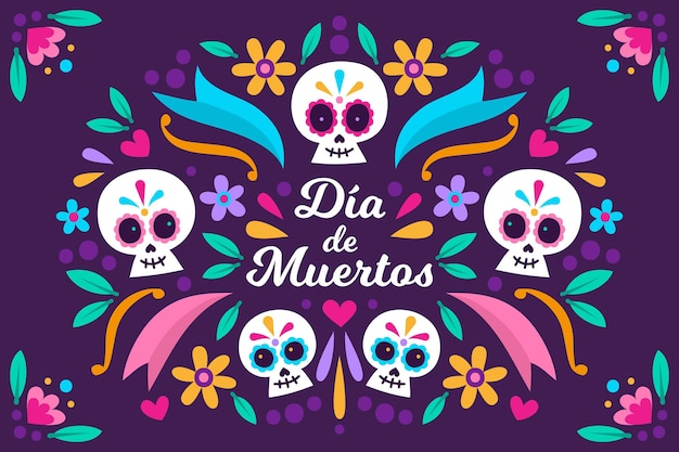 Fondo dia de muertos dibujado a mano