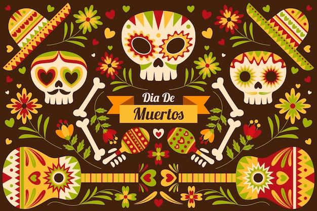 Fondo dia de muertos dibujado a mano