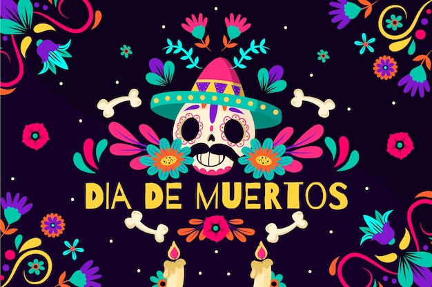 Vector gratuito fondo de día de muertos dibujado a mano