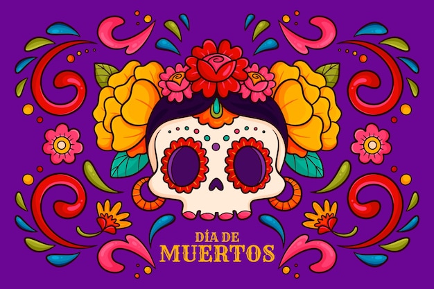 Fondo de día de muertos dibujado a mano