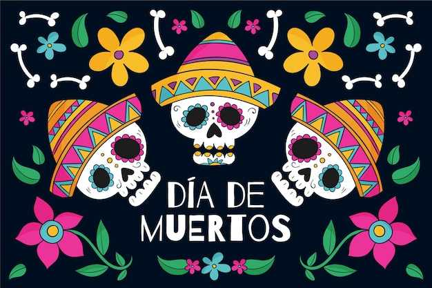 Vector gratuito fondo de día de muertos de diseño dibujado a mano