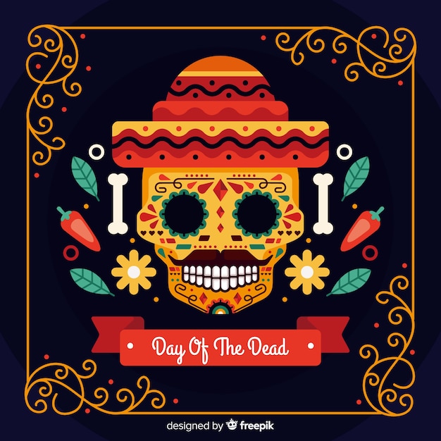 Fondo de dia de muertos en diseño plano