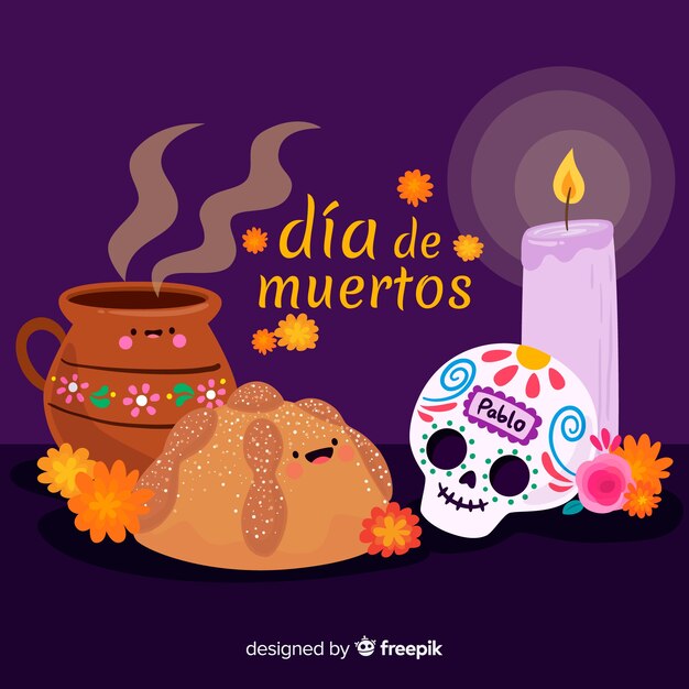 Fondo de dia de muertos en diseño plano