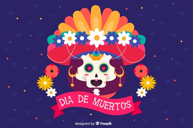 Fondo de dia de muertos en diseño plano