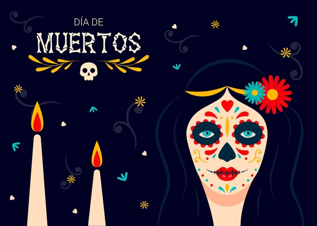 Fondo de dia de muertos en diseño plano