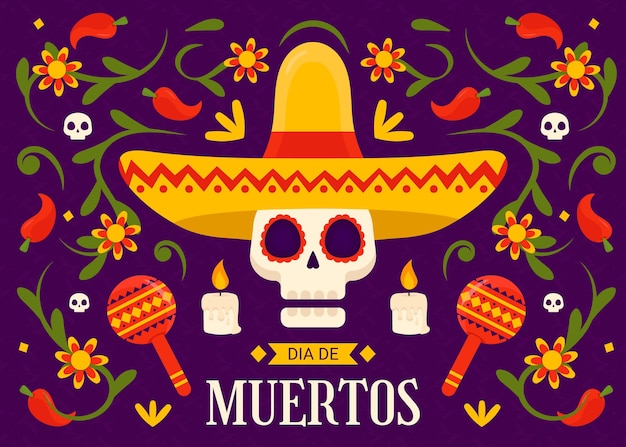 Vector gratuito fondo de dia de muertos en diseño plano