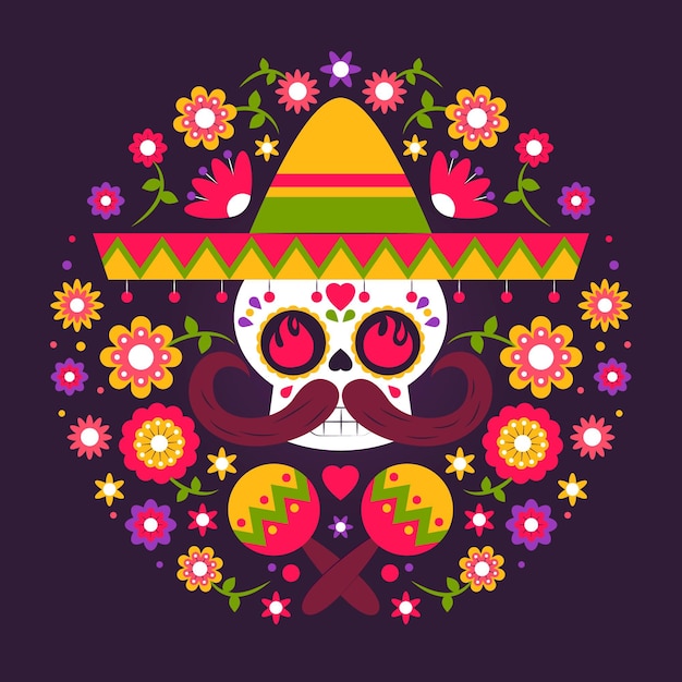 Vector gratuito fondo de dia de muertos en diseño plano