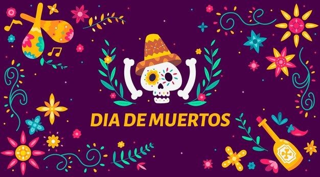 Fondo de dia de muertos en diseño plano