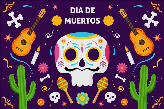 Fondo de dia de muertos en diseño plano