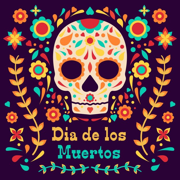 Fondo de dia de muertos en diseño plano