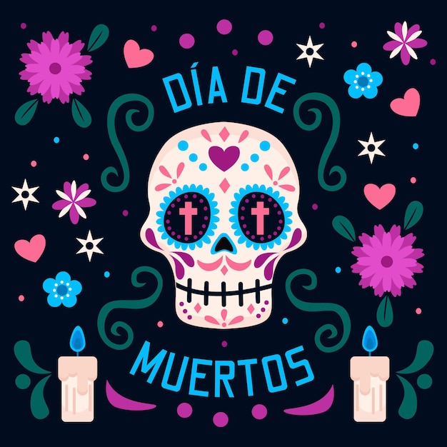 Fondo de dia de muertos en diseño plano